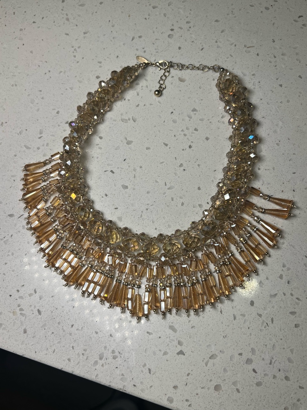 Natasha Couture Champagne Crystal Statement Necklace Collar OS - Picture 5 of 7